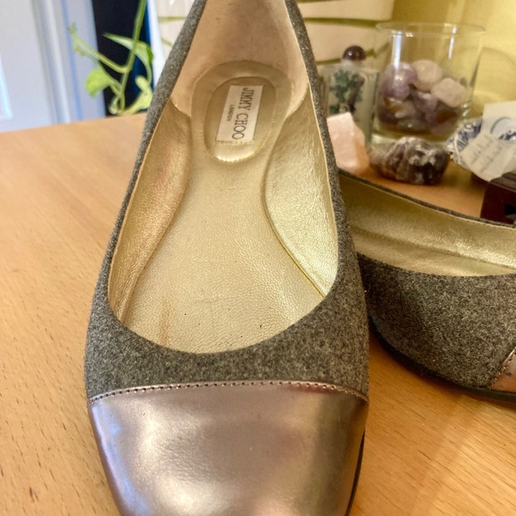Jimmy Choo Whirl 40 US 9-9.5 Silver Cap Toe Wool Slip On Flats Shoes MSRP $425 - Picture 3 of 11